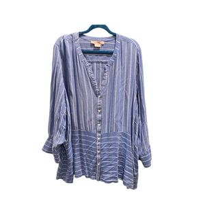 in every story Blue & White striped Flowy button up shirt Size 6x